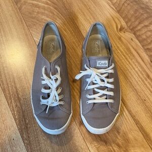 Keds Taupe Canvas Sneakers with White Laces